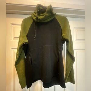 💚🖤Melanzana Large Fleece Microgrid Hoodie Green Black Leadville Colorado Melly